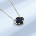 Elegant Black Clover Charm Necklace - NAFALUXE
