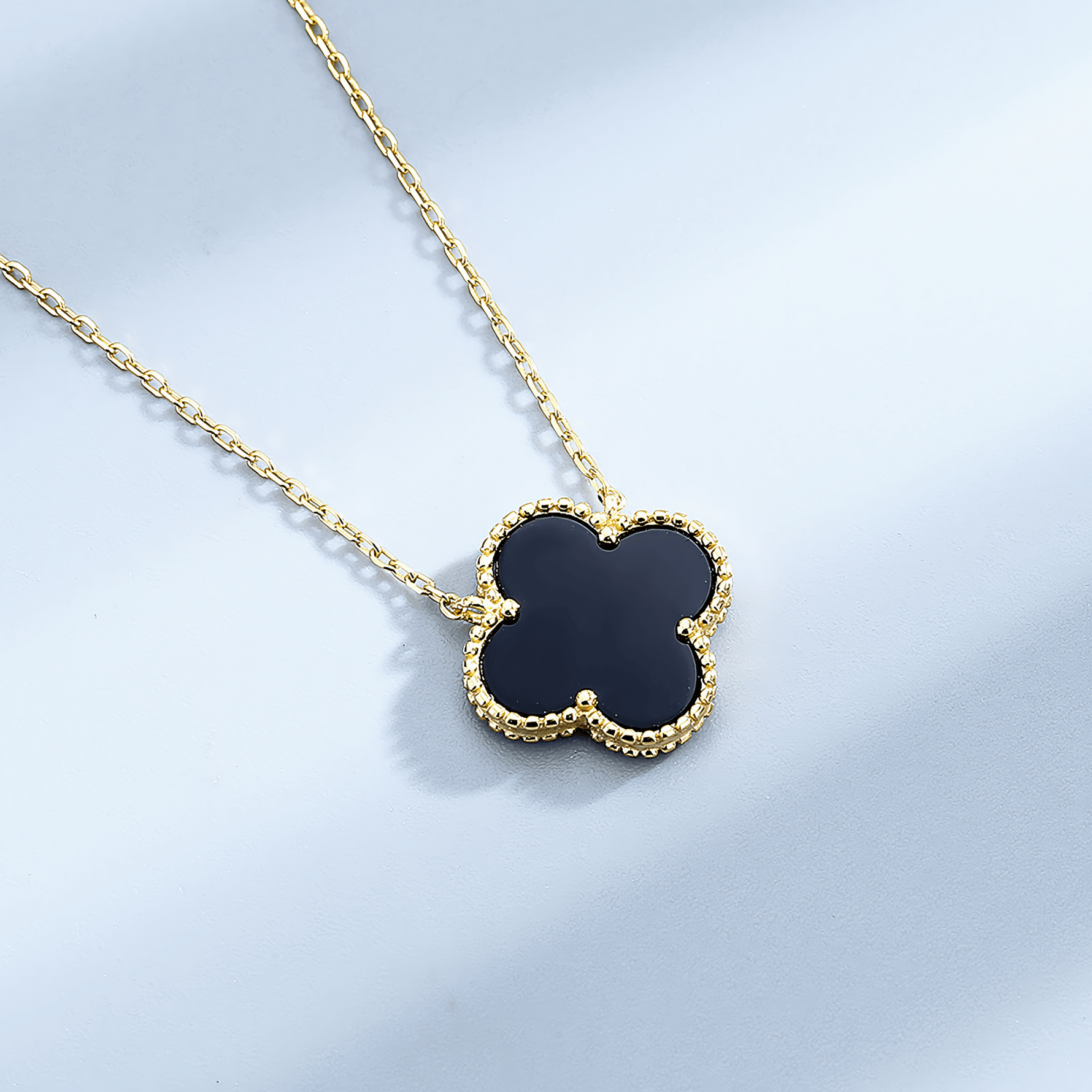 Elegant Black Clover Charm Necklace - NAFALUXE