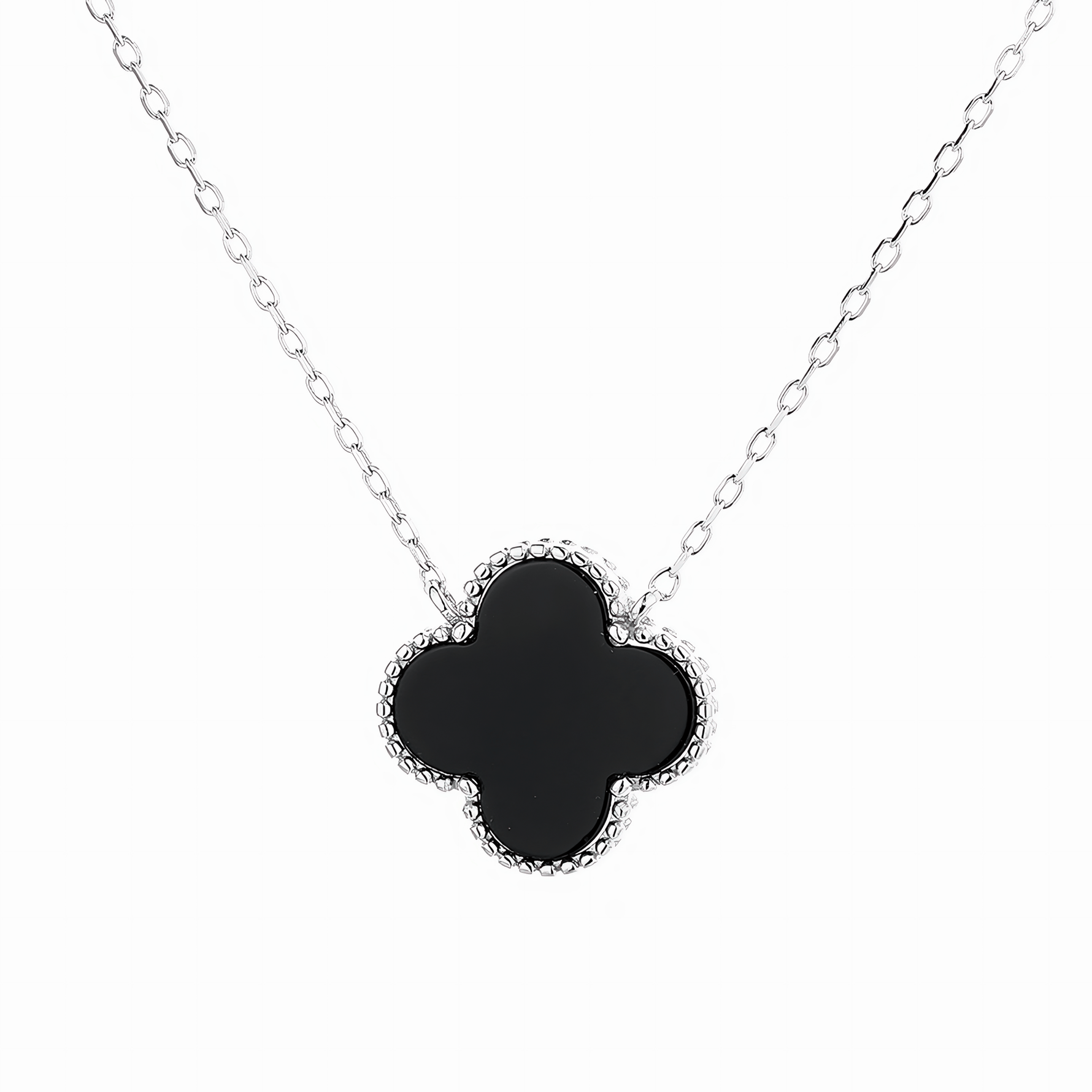 Elegant Black Clover Charm Necklace - NAFALUXE