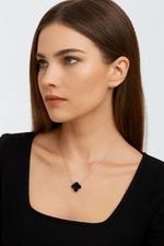 Elegant Black Clover Charm Necklace - NAFALUXE