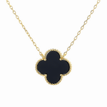 Elegant Black Clover Charm Necklace - NAFALUXE