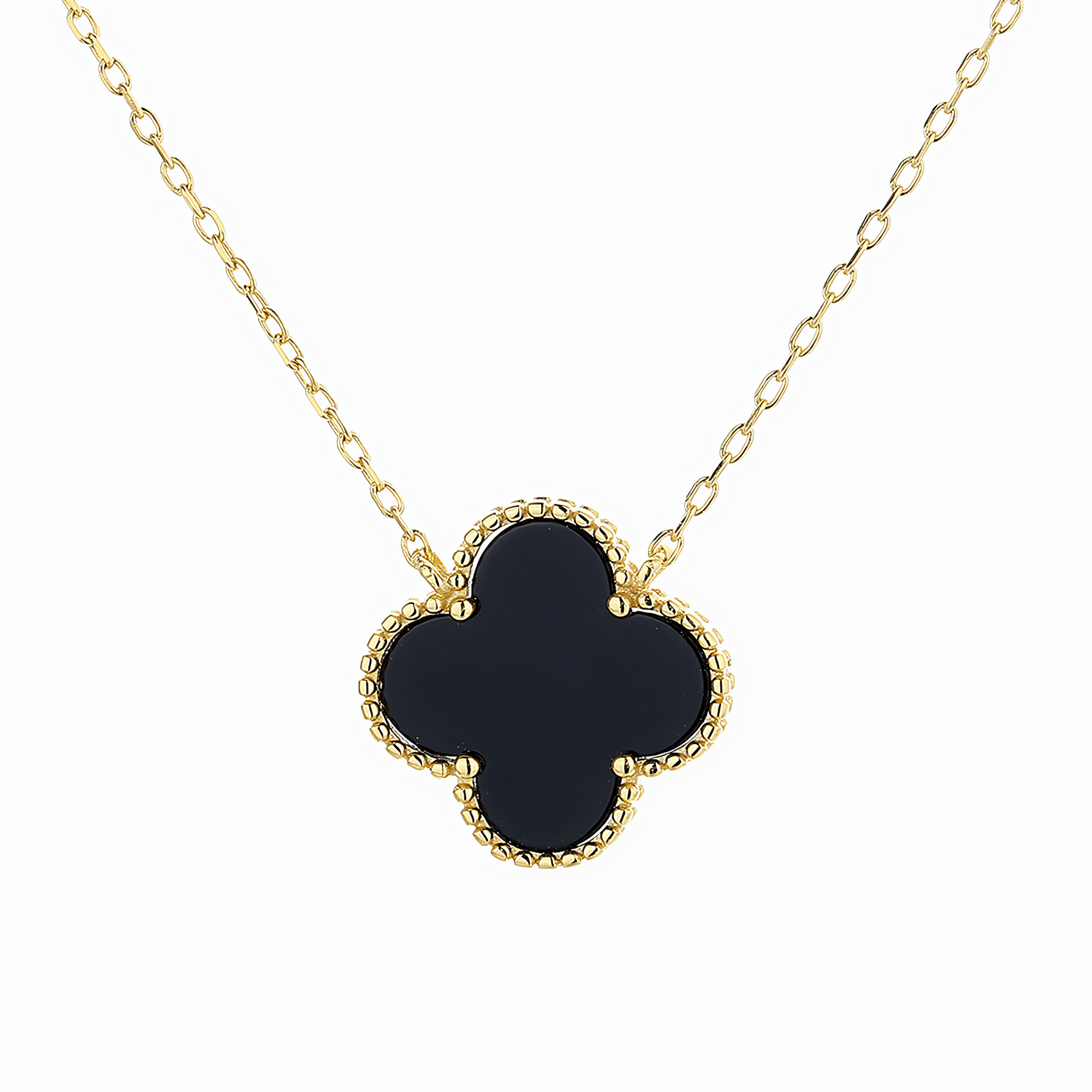 Elegant Black Clover Charm Necklace - NAFALUXE