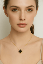 Elegant Black Clover Charm Necklace - NAFALUXE