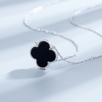 Elegant Black Clover Charm Necklace - NAFALUXE