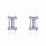 Elegant Emerald - Cut CZ Sterling Silver Stud Earrings - NAFALUXE