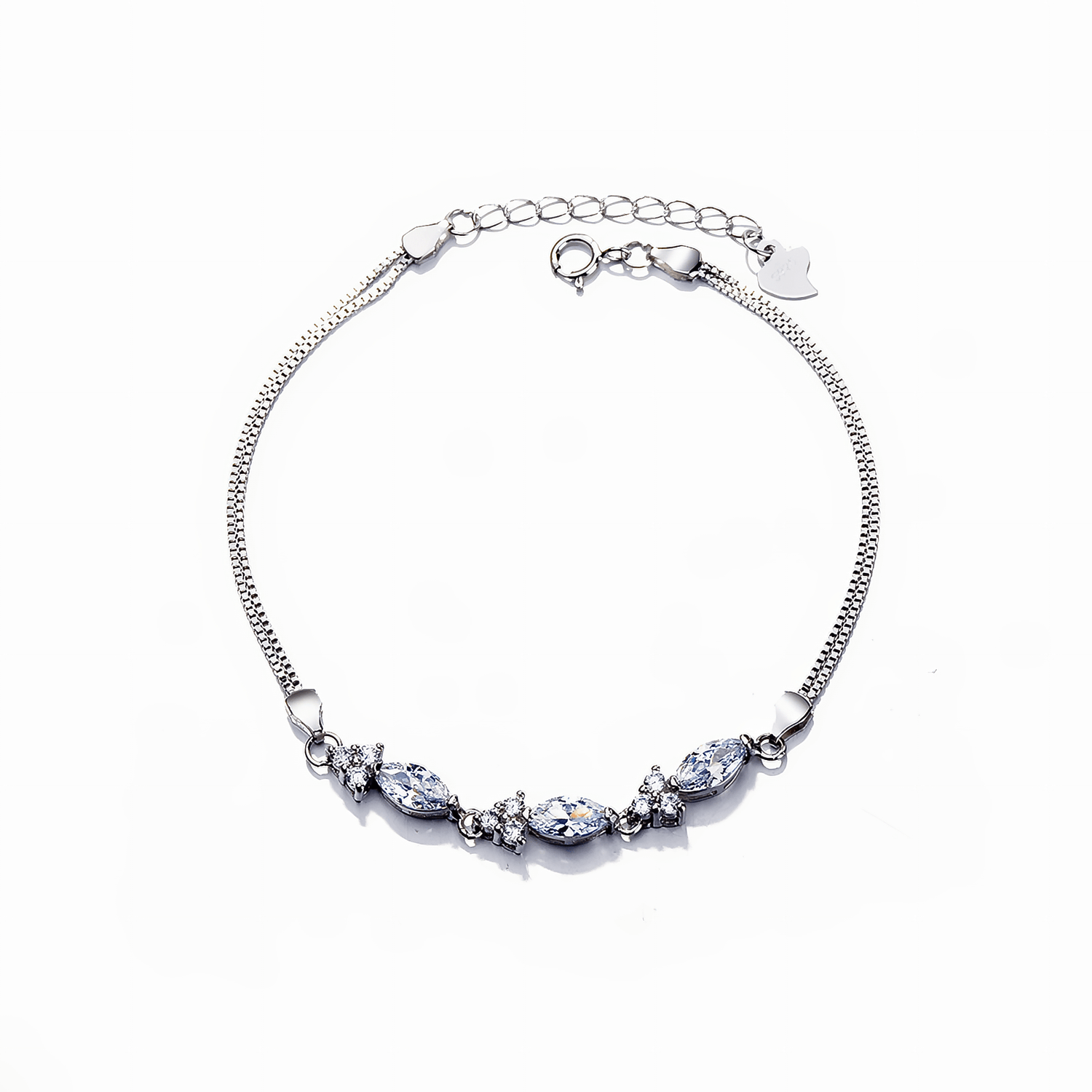 Elegant Marquise - Cut Blue Zirconia Bracelet in 925 Sterling Silver - NAFALUXE