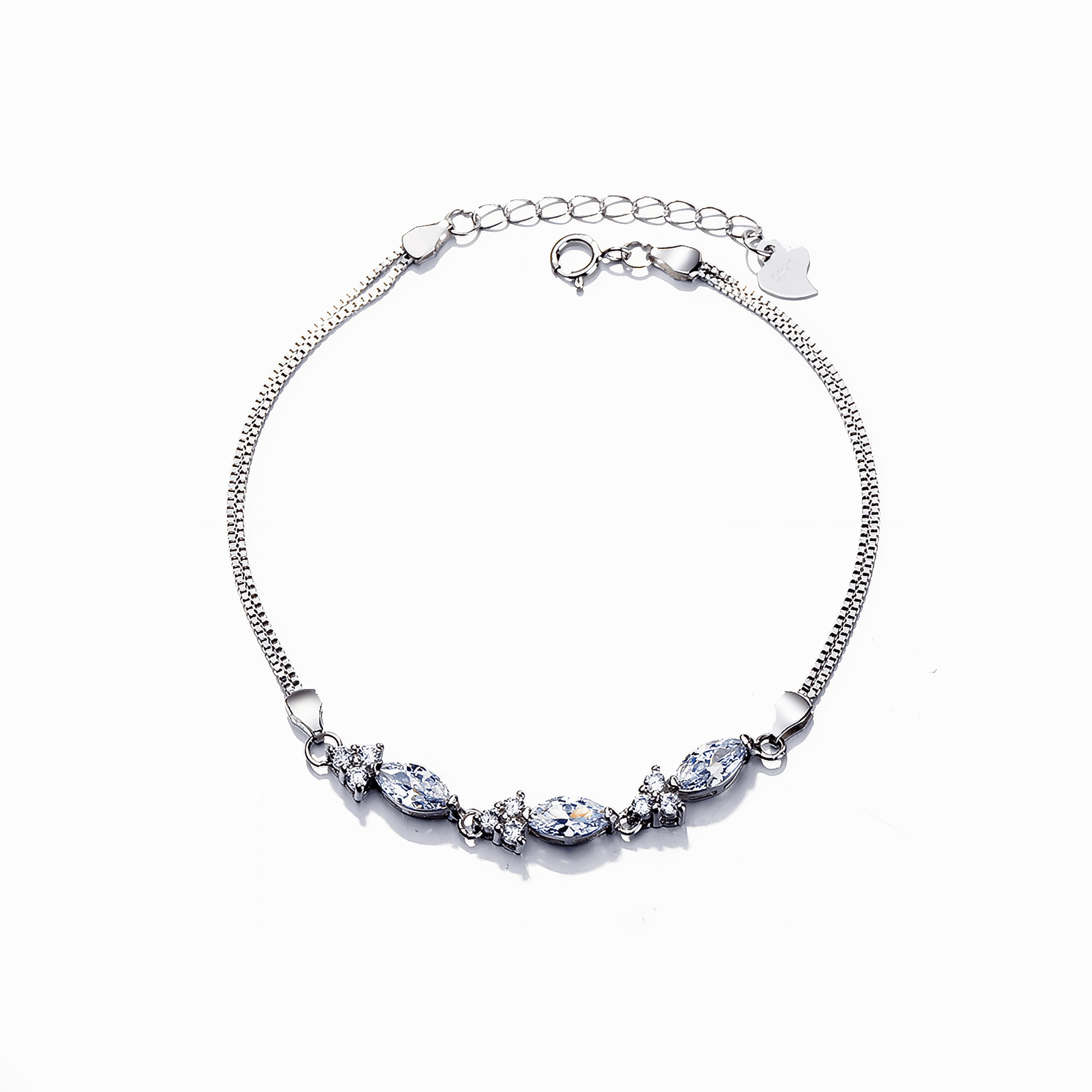 Elegant Marquise - Cut Blue Zirconia Bracelet in 925 Sterling Silver - NAFALUXE