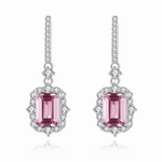 Elegant Pink Emerald - Cut CZ Drop Earrings in Sterling Silver - NAFALUXE