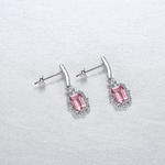 Elegant Pink Emerald - Cut CZ Drop Earrings in Sterling Silver - NAFALUXE