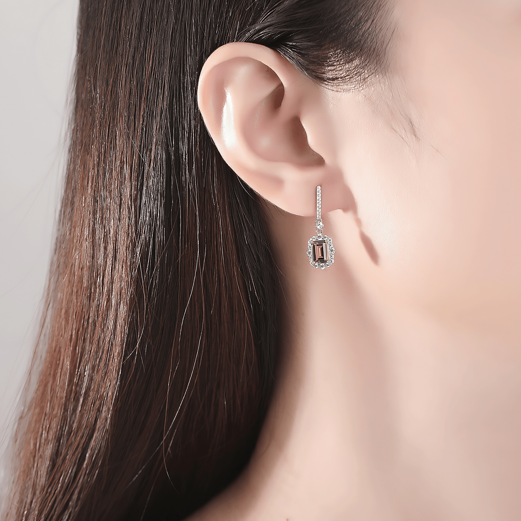 Elegant Pink Emerald - Cut CZ Drop Earrings in Sterling Silver - NAFALUXE