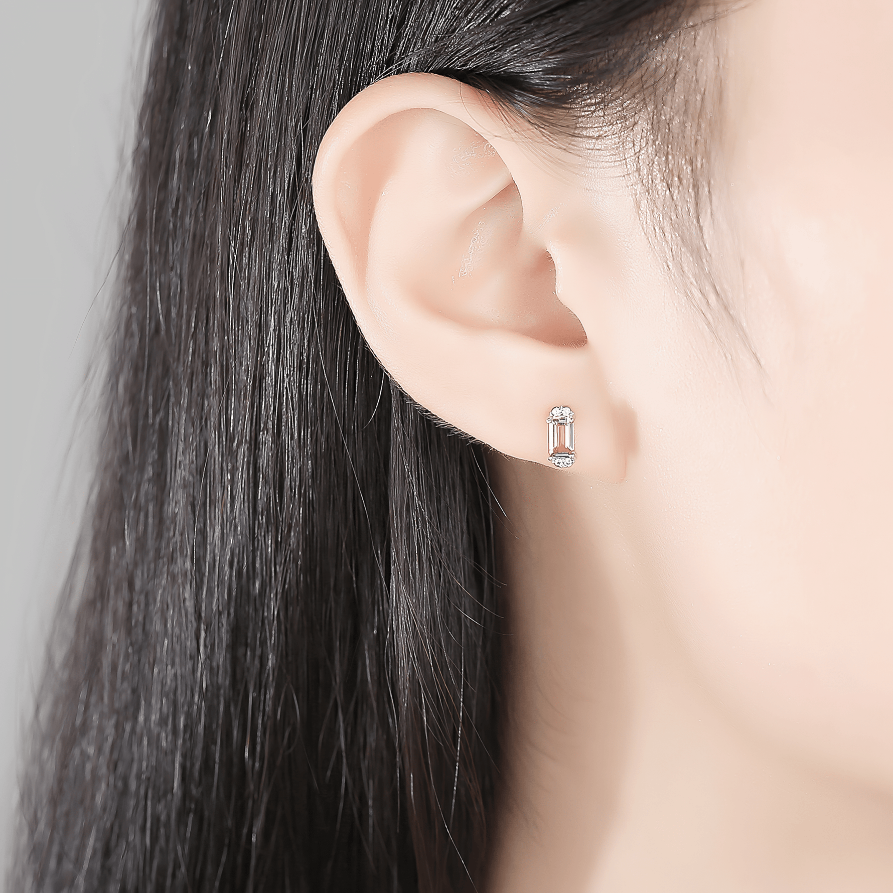 Elegant Pink Emerald - Cut CZ Stud Earrings in 925 Sterling Silver - NAFALUXE