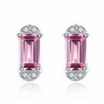 Elegant Pink Emerald - Cut CZ Stud Earrings in 925 Sterling Silver - NAFALUXE