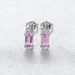 Elegant Pink Emerald - Cut CZ Stud Earrings in 925 Sterling Silver - NAFALUXE