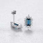 Elegant Sapphire Blue CZ Stud Earrings in 925 Sterling Silver - NAFALUXE
