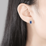 Elegant Sapphire Blue CZ Stud Earrings in 925 Sterling Silver - NAFALUXE