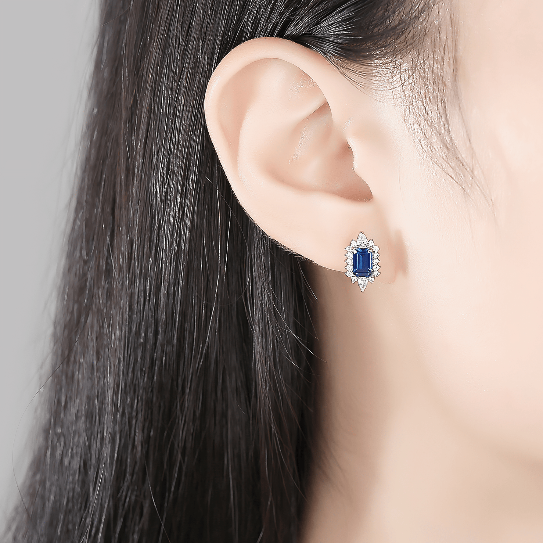 Elegant Sapphire Blue CZ Stud Earrings in 925 Sterling Silver - NAFALUXE