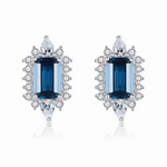 Elegant Sapphire Blue CZ Stud Earrings in 925 Sterling Silver - NAFALUXE