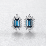 Elegant Sapphire Blue CZ Stud Earrings in 925 Sterling Silver - NAFALUXE