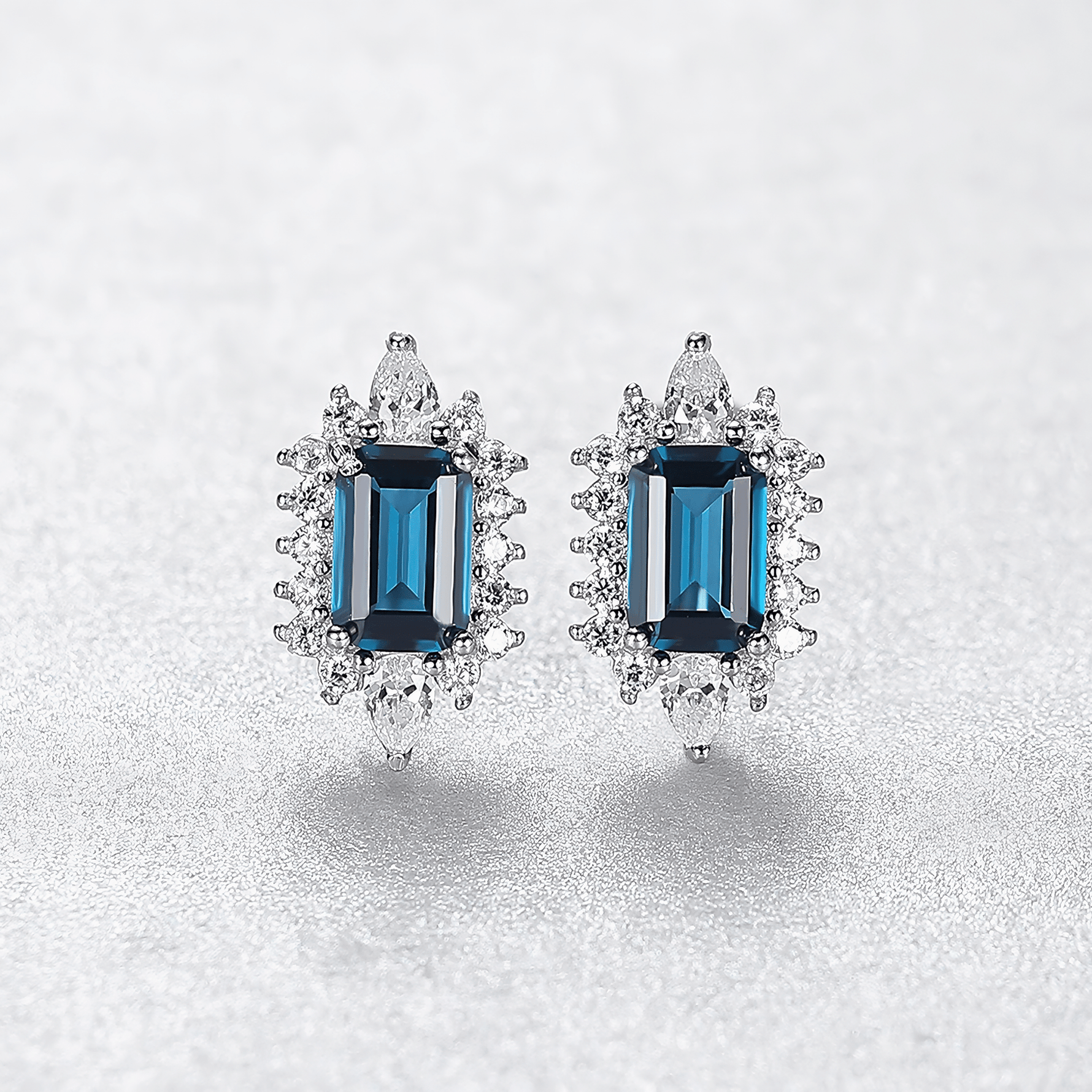 Elegant Sapphire Blue CZ Stud Earrings in 925 Sterling Silver - NAFALUXE