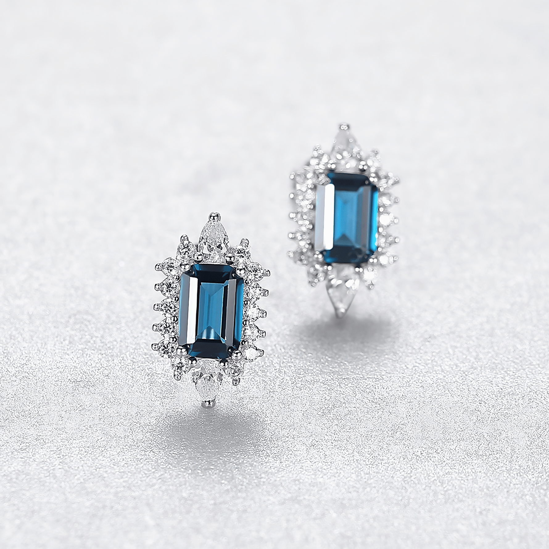 Elegant Sapphire Blue CZ Stud Earrings in 925 Sterling Silver - NAFALUXE