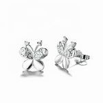 Elegant Silver butterfly earrings with delicate filigree details and sparkling cubic zirconia, perfect for a graceful, feminine touch. - NAFALUXE