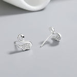 Elegant Swan Earrings – 925 Silver with Sparkling CZ - NAFALUXE