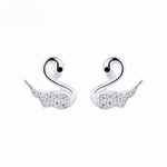 Elegant Swan Earrings – 925 Silver with Sparkling CZ - NAFALUXE