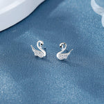 Elegant Swan Earrings – 925 Silver with Sparkling CZ - NAFALUXE