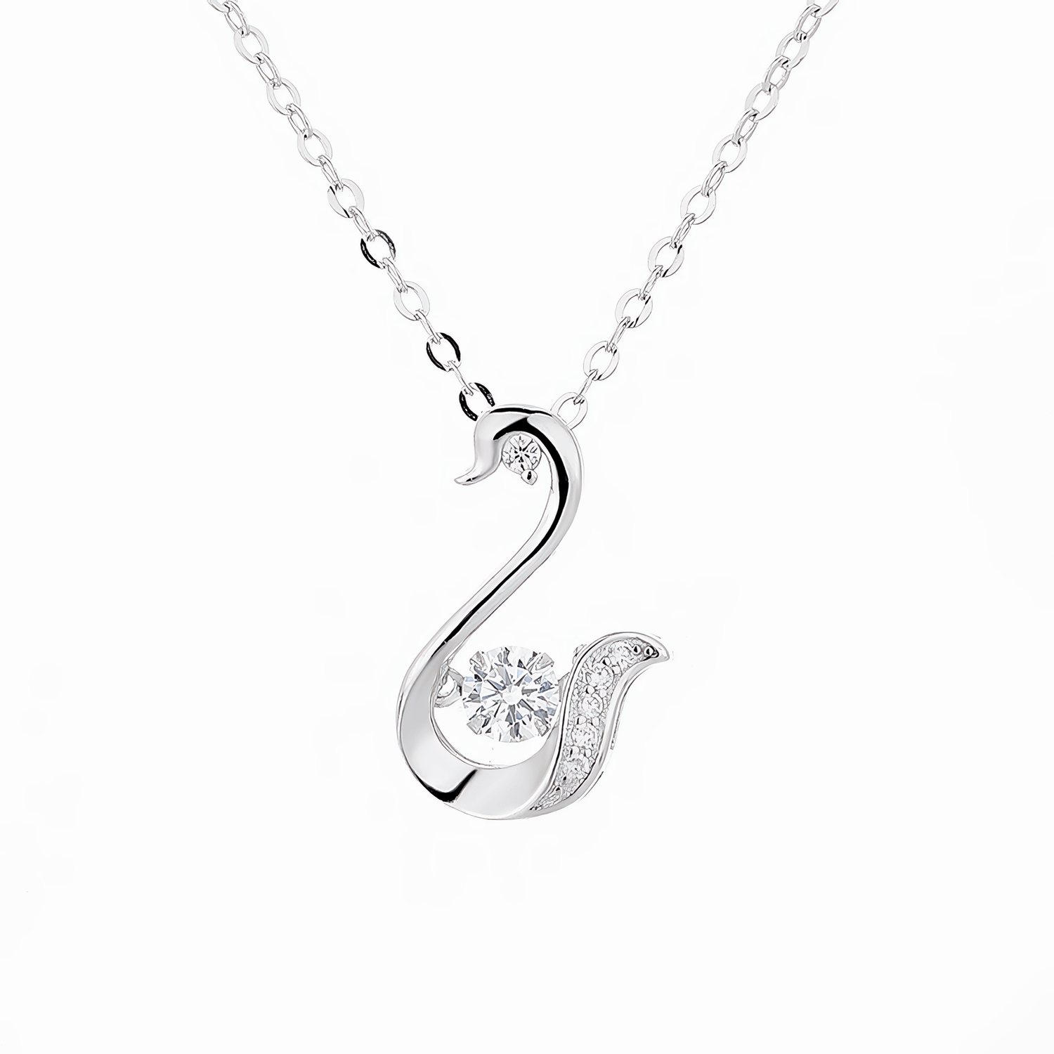 Elegant Swan Pendant Necklace – 925 Silver - NAFALUXE