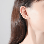 Emerald Cut Cubic Zirconia Stud Earrings in Sterling Silver with Gold Prongs - NAFALUXE