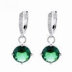 Emerald Drop Hoop Earrings – 925 Silver - NAFALUXE