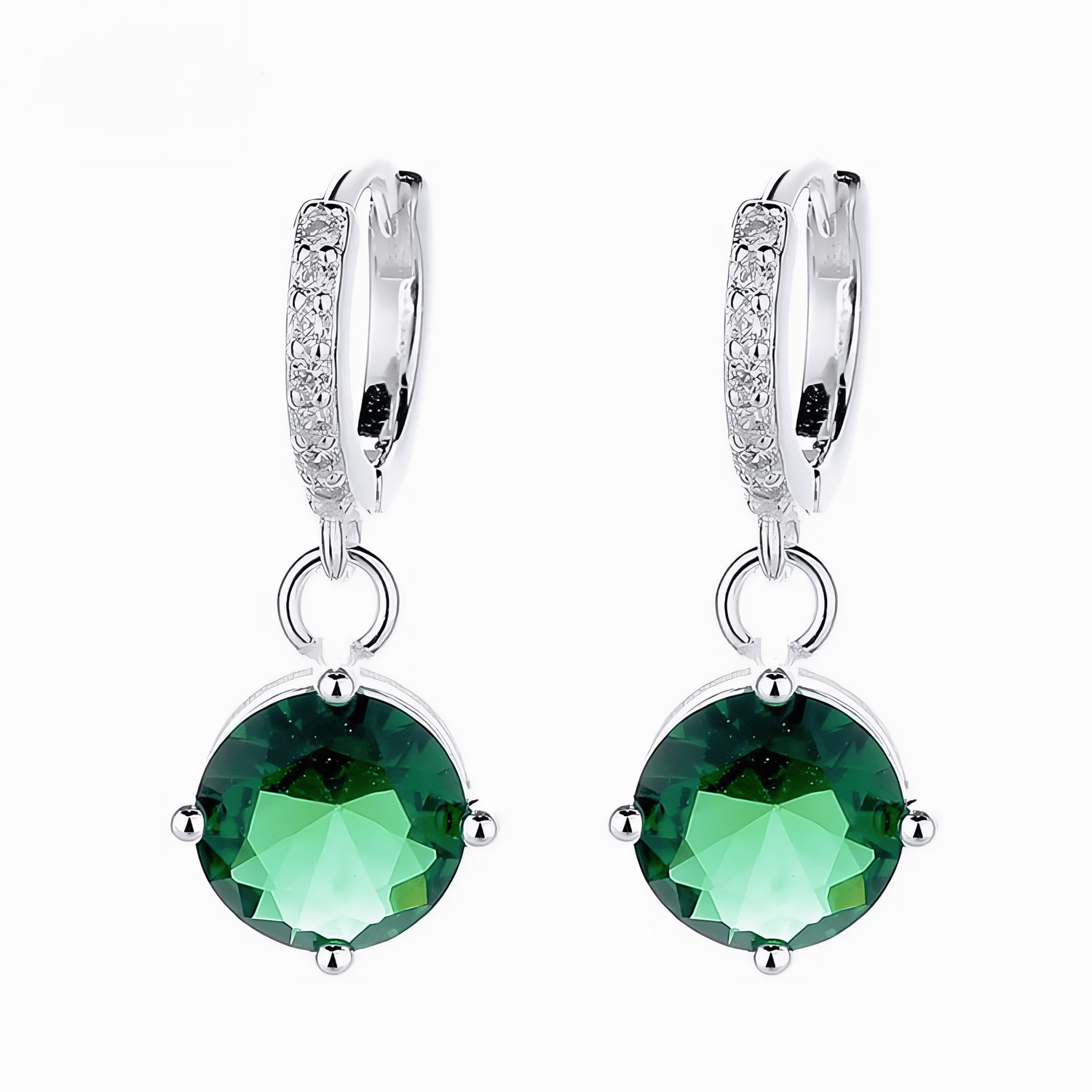 Emerald Drop Hoop Earrings – 925 Silver - NAFALUXE