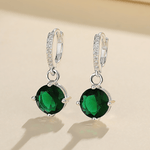 Emerald Drop Hoop Earrings – 925 Silver - NAFALUXE