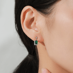 Emerald Green Drop Earrings in 925 Sterling Silver with Zirconia Accents - NAFALUXE