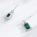 Emerald Green Drop Earrings in 925 Sterling Silver with Zirconia Accents - NAFALUXE