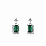 Emerald Green Drop Earrings in 925 Sterling Silver with Zirconia Accents - NAFALUXE