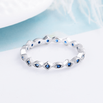 Emerald Vine – Sterling Silver Eternity Band with Marquise Green CZ Accents - NAFALUXE