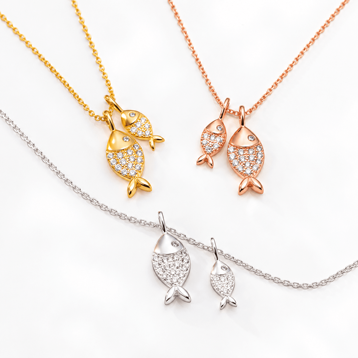 Fish CZ Pendant Necklace – 925 Sterling Silver - NAFALUXE