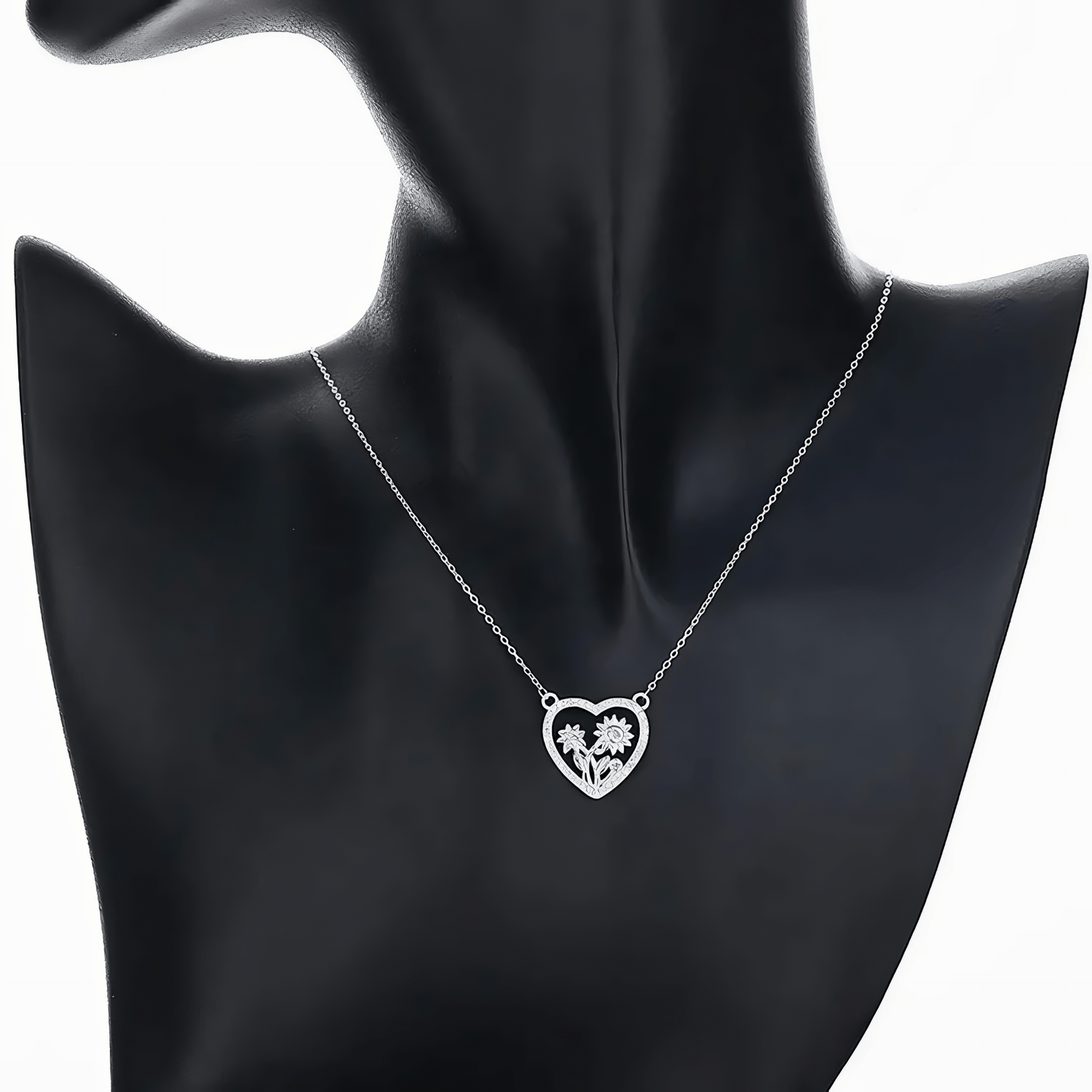 Floral Heart Necklace – 925 Silver - NAFALUXE