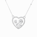 Floral Heart Necklace – 925 Silver - NAFALUXE