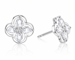 Floral Stud Earrings with Marquise-Cut AAA Cubic Zirconia - NAFALUXE