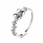 Floral Whisper – Sterling Silver Ring with Petal Motif and Sparkling Accents - NAFALUXE