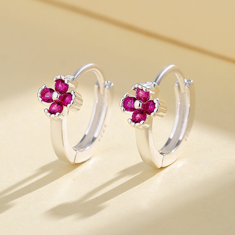 Flower Hoop Earrings – Pink AAA Cubic Zirconia - NAFALUXE