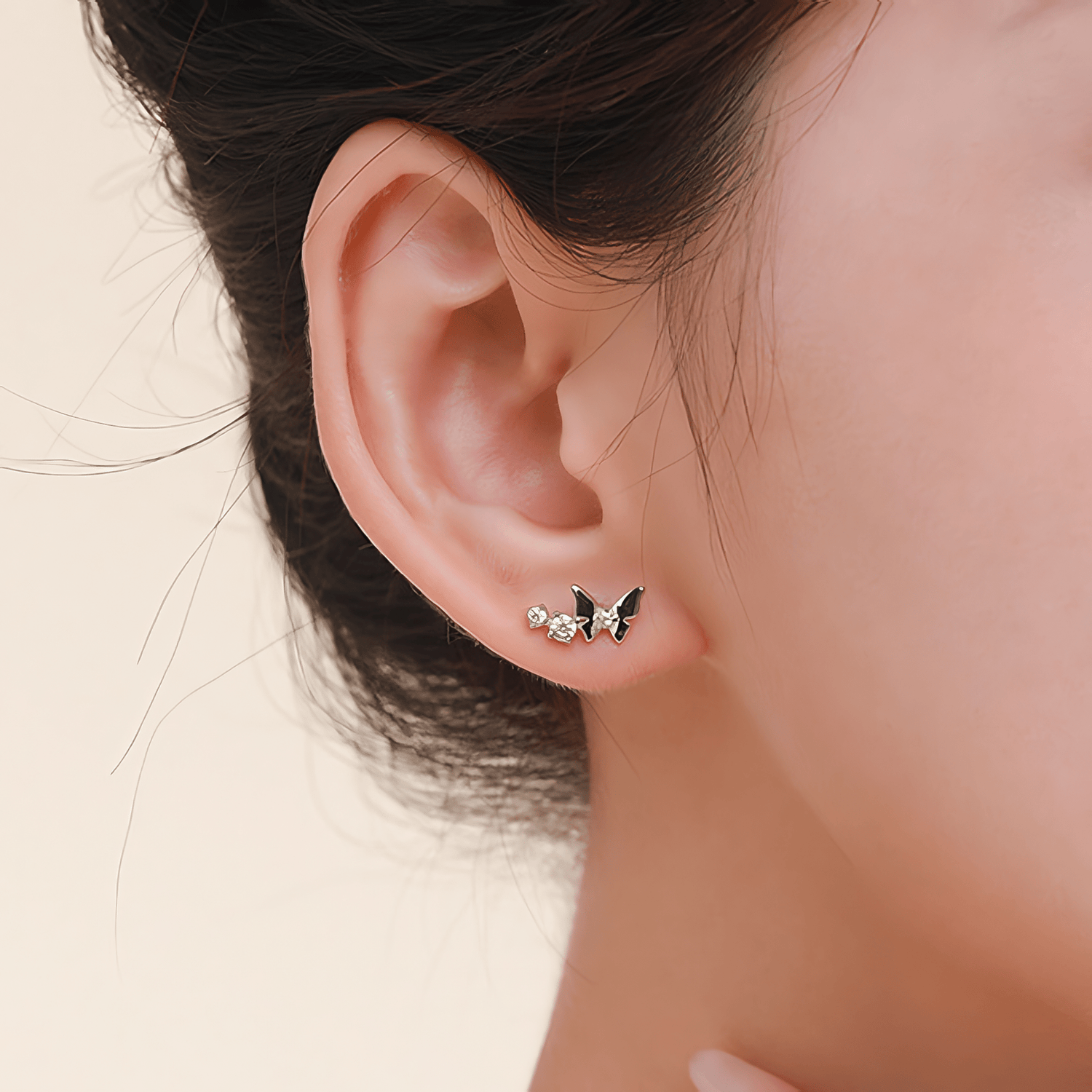 Flutter Glow – Sterling Silver Butterfly Studs - NAFALUXE