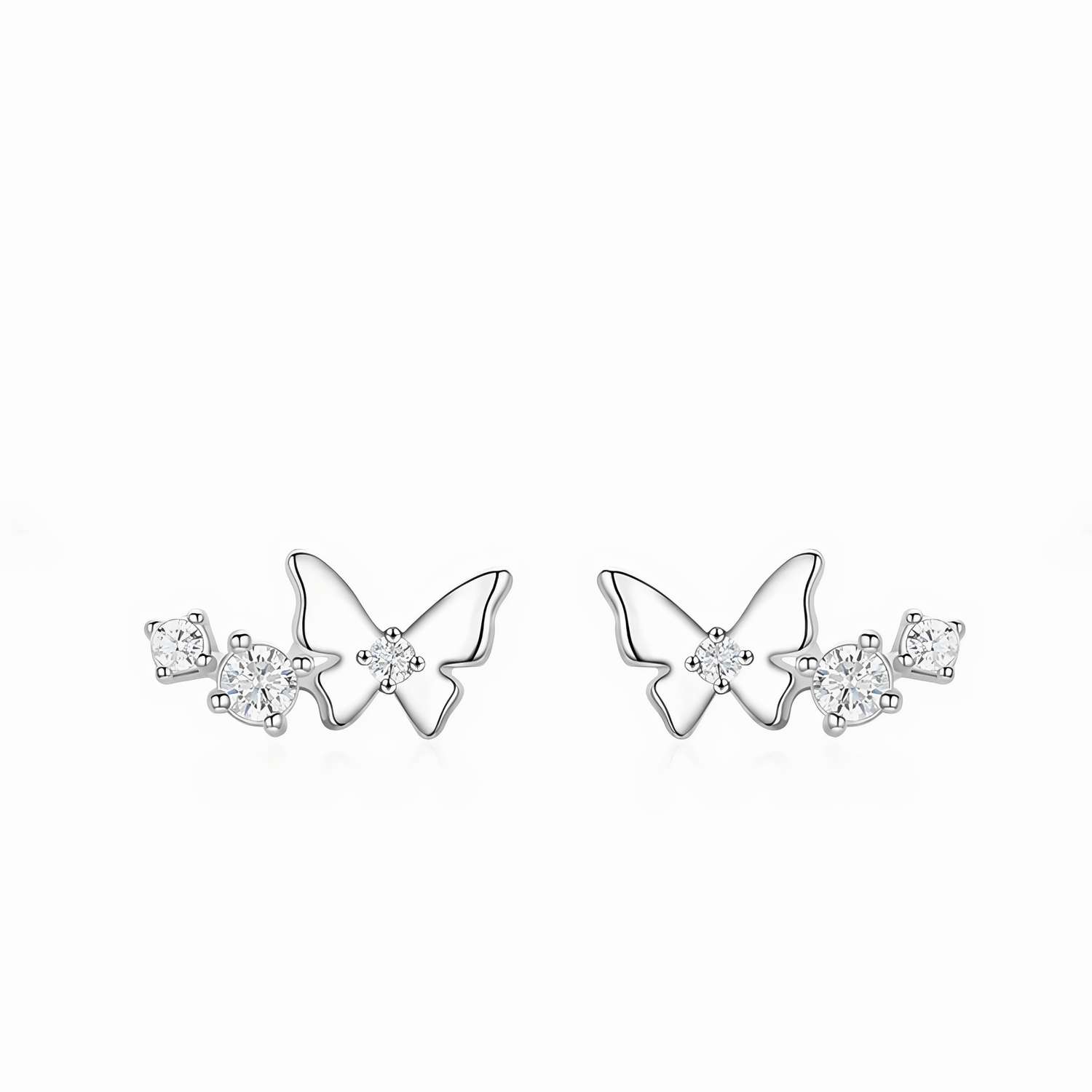 Flutter Glow – Sterling Silver Butterfly Studs - NAFALUXE