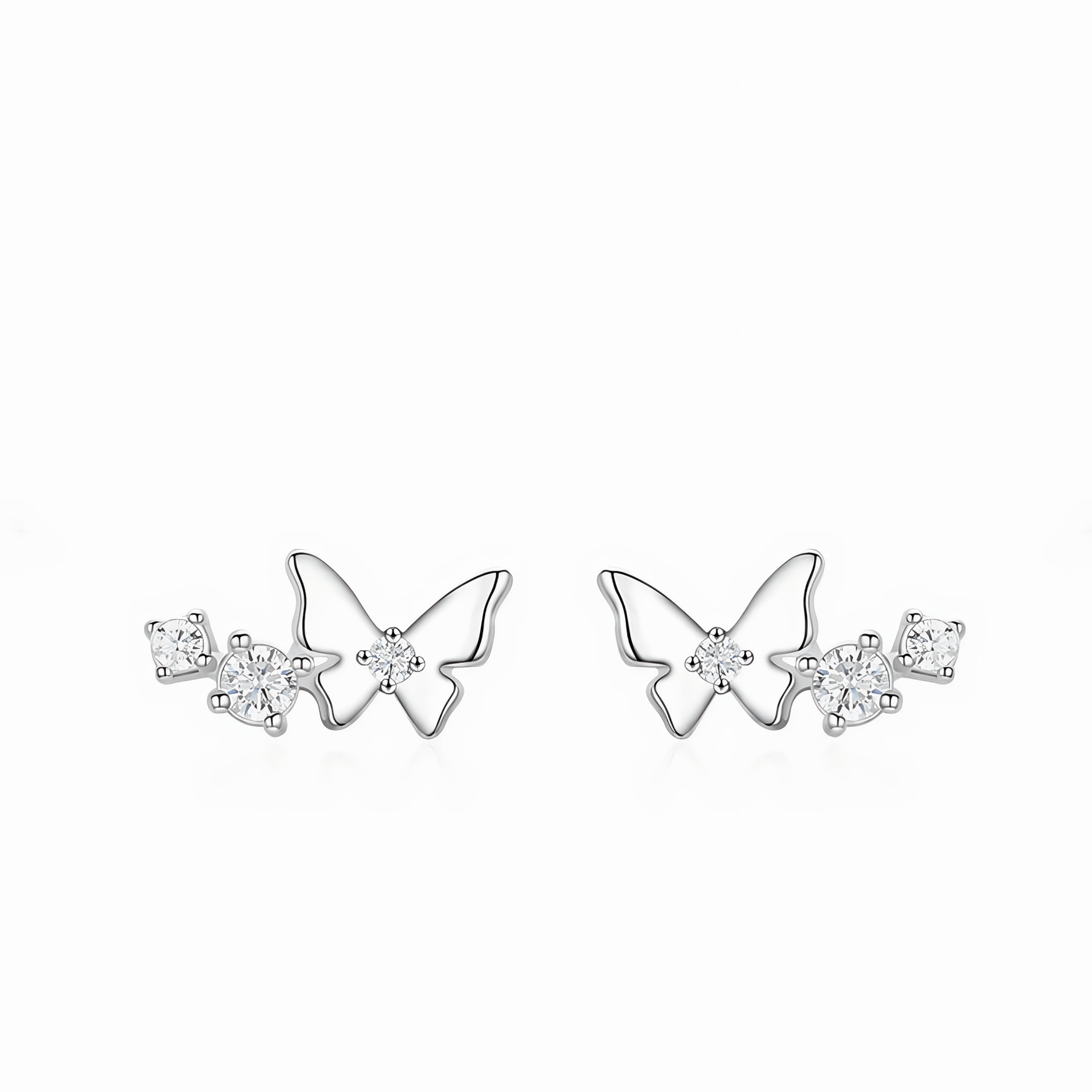 Flutter Glow – Sterling Silver Butterfly Studs - NAFALUXE