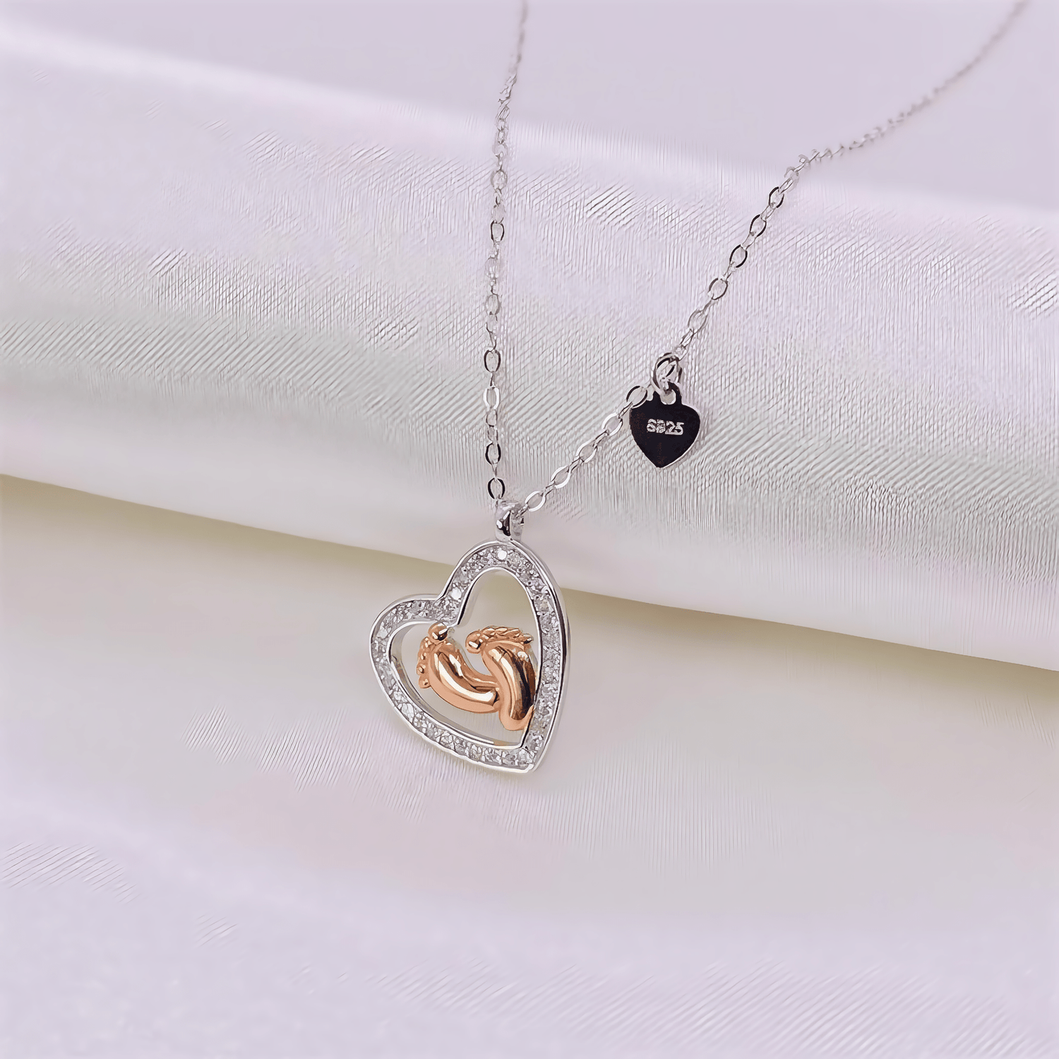 Forever in My Heart Baby Feet Necklace - NAFALUXE