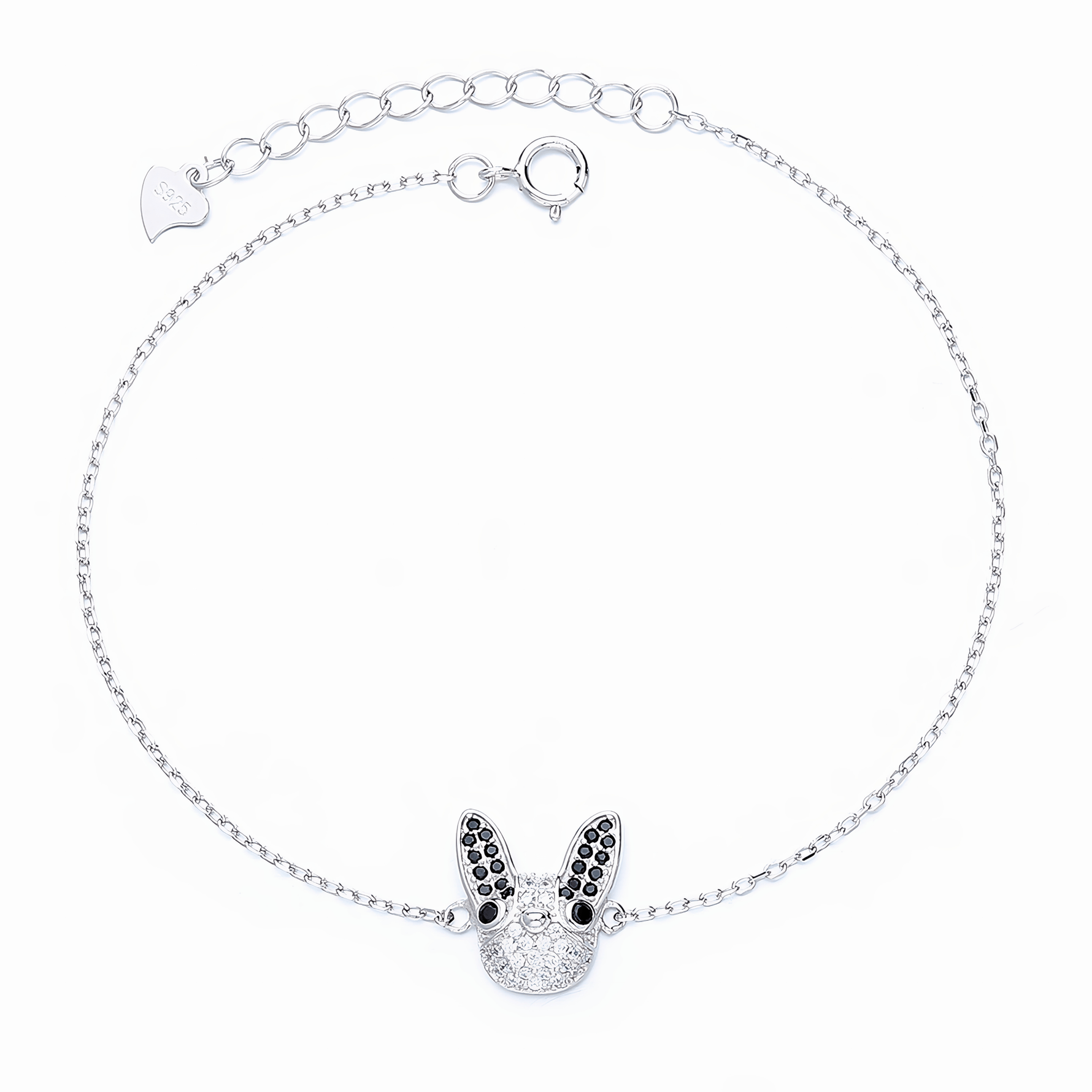 French Bulldog Bracelet with Black CZ Accents - NAFALUXE