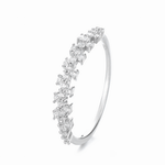 Frosted Elegance – Sterling Silver Band with Clustered CZ Accents - NAFALUXE