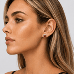 Garnet Halo Stud Earrings – 925 Silver - NAFALUXE